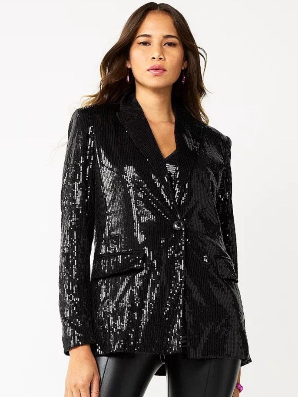 Vylette Women's Black Sequin Blazer